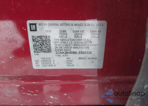 2020 Chevrolet Blazer Awd 2Lt z USA, uszkodzony, nr VIN 3GNKBHRS9LS569326